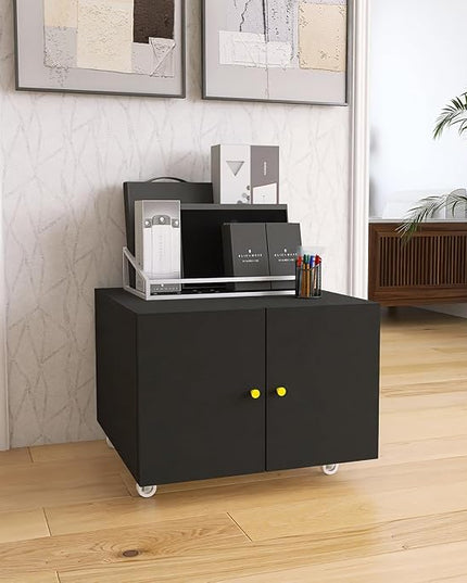 Printer Stands with Storage, Lateral Filing Cabinet for Home Office, Desk Organizers for Home Workspace, Lockable Wheels for Home Office, Scanner, Fax, Computer - LeafyLoom