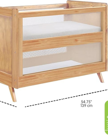 BreathableBaby Breathable Mesh 3-in-1 Convertible Crib (Toddler Bed Kit Sold Separately) — Beech — Two Adjustable Mattress Heights — Greenguard Gold Certified - LeafyLoom