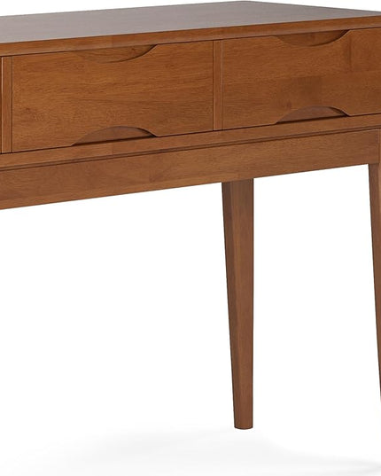 SIMPLIHOME Harper SOLID HARDWOOD 54 Inch Wide Mid Century Modern Console Sofa Table in Teak Brown, for The Living Room Entryway and Bedroom - LeafyLoom