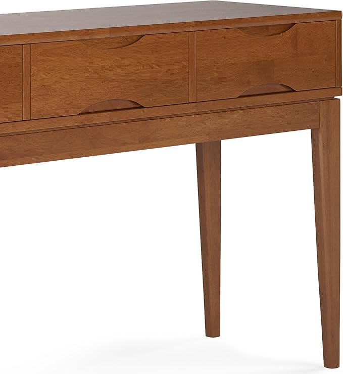 SIMPLIHOME Harper SOLID HARDWOOD 54 Inch Wide Mid Century Modern Console Sofa Table in Teak Brown, for The Living Room Entryway and Bedroom - LeafyLoom