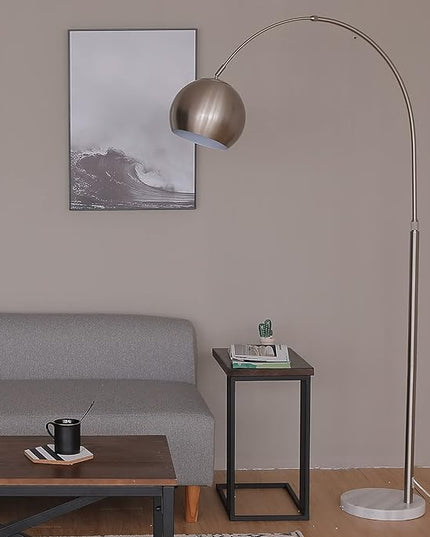 CO-Z Modern Arc Floor Lamp with 360° Rotatable Hanging Shade Adjustable Nickel Standing Reading Light with Marble Base Contemporary Arch Metal Pole Task Lamp for Living Room Couch Sofa, 69 Inch - LeafyLoom