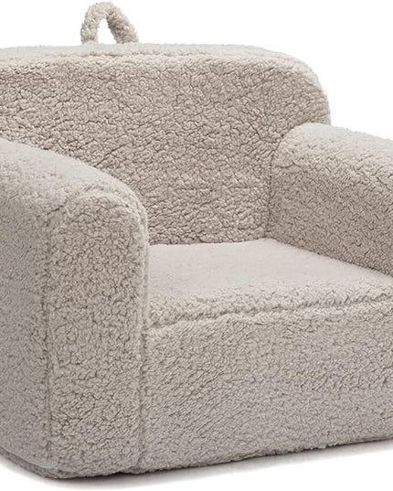 ALIMORDEN Kids Ultra-Soft Snuggle Foam Filled Chair, Toddler Cuddly Sherpa Reading Couch for Boys and Girls, Light Grey - LeafyLoom