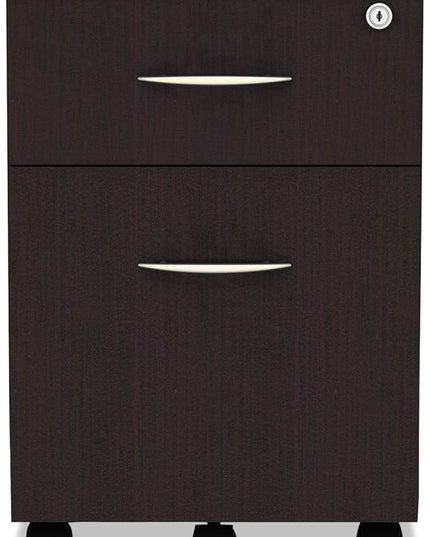 Alera ALEVABFES Valencia Series 15.88 in. x 19.13 in. x 22.88 in. Mobile Box/File Pedestal - Espresso - LeafyLoom