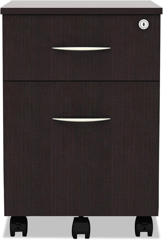 Alera ALEVABFES Valencia Series 15.88 in. x 19.13 in. x 22.88 in. Mobile Box/File Pedestal - Espresso - LeafyLoom