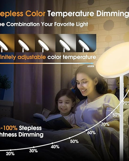 Floor Lamp, 36W/3600LM Bright Floor Lamp with Remote Control, RGB Color Changing Torchiere Floor Lamp, Stepless Adjust Color Temperatures & Brightness for Bedroom and Play Room - LeafyLoom
