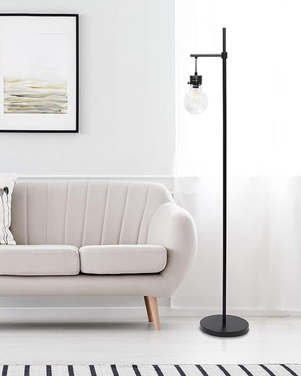 Elegant Designs LF1027-BLK Hanging Lightbulb Floor Lamp, 12.75" L x 10" W x 60" H - LeafyLoom