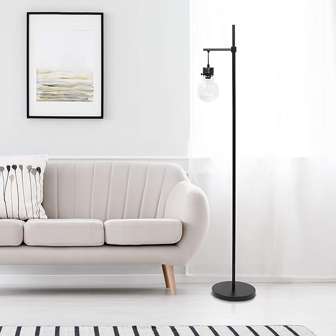 Elegant Designs LF1027-BLK Hanging Lightbulb Floor Lamp, 12.75" L x 10" W x 60" H - LeafyLoom