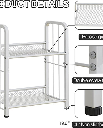 Bookshelf Storage Shelf Bookcase Freestanding Storage Stand Book Organizer for Living Room, Bedroom, Kitchen, Rust Resistance,Easy Assembly Multi-Functional Organizer (2 Tiers White) - LeafyLoom