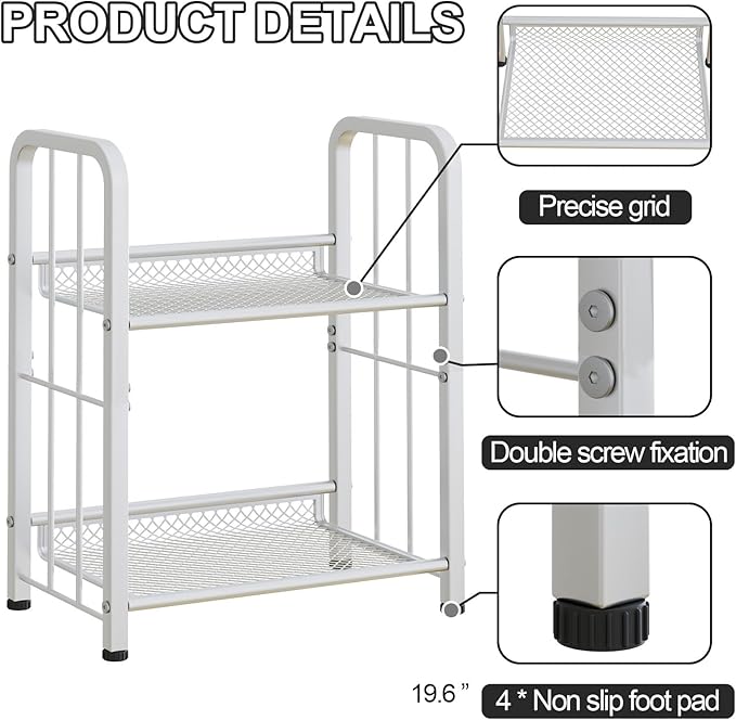 Bookshelf Storage Shelf Bookcase Freestanding Storage Stand Book Organizer for Living Room, Bedroom, Kitchen, Rust Resistance,Easy Assembly Multi-Functional Organizer (2 Tiers White) - LeafyLoom