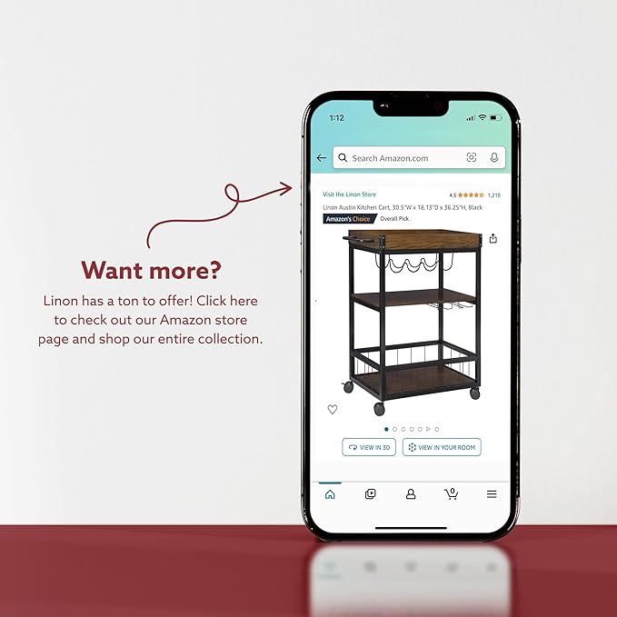 Linon Cayden Black Kitchen Cart, - LeafyLoom