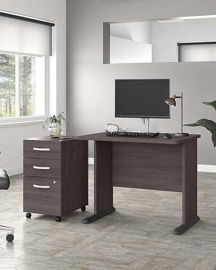 Bush Business Furniture Studio A Small Computer Desk, Commercial-Grade Gaming and Work Table for Home or Professional Office, 36W, Storm Gray - LeafyLoom