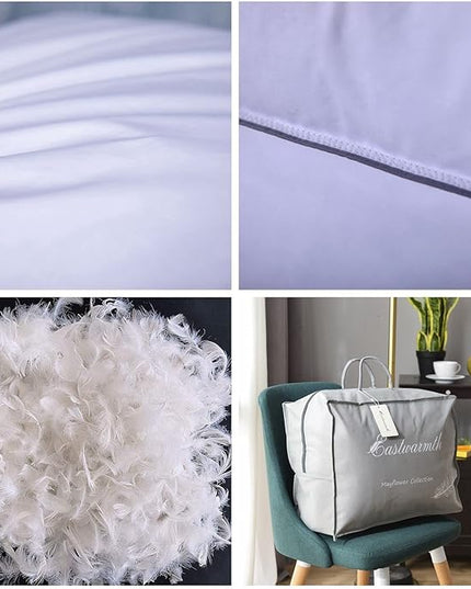 King Size Goose Feather Down Bed Pillow 2 Pack for Sleeping 100% Cotton Cover Medium Firm Set of 2 King Size Gussted White - LeafyLoom