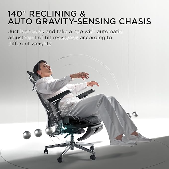 Hbada E3 Ergonomic Office Chair, Big and Tall Office Chair - with 3-Zone Dynamic Lumbar Support, 4D Adjustable Headrest, 6D Adjustable Armrests, Swivel Computer Chair for Home Office, Black - LeafyLoom