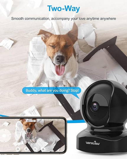 Wansview Security Camera, IP Camera 2K, WiFi Home Indoor Camera for Baby/Pet/Nanny, 2 Way Audio Night Vision, Works with Alexa, with TF Card Slot and Cloud Wansview