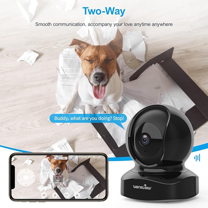 Wansview Security Camera, IP Camera 2K, WiFi Home Indoor Camera for Baby/Pet/Nanny, 2 Way Audio Night Vision, Works with Alexa, with TF Card Slot and Cloud Wansview