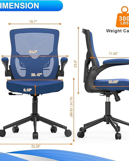 Office Chair, High Back Desk Chair Adjustable Height and Ergonomic Design Home Office Computer Chair Executive Lumbar Support Padded Flip-up Armrest Swivel Task Chair - LeafyLoom