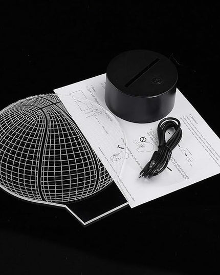 Basketball 3D Illusion Lamp, LED Night Lights for Kids Birthday Gift 7 Color Changing Touch Switch Xmas Decoration Nightlight Children Room Bedroom Decorations Toys for Sports Theme Fans - LeafyLoom