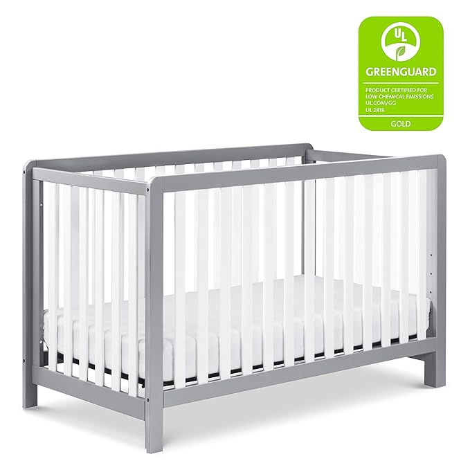 Carter's by DaVinci Colby 4-in-1 Low-Profile Convertible Crib in Grey and White, Greenguard Gold Certified - LeafyLoom
