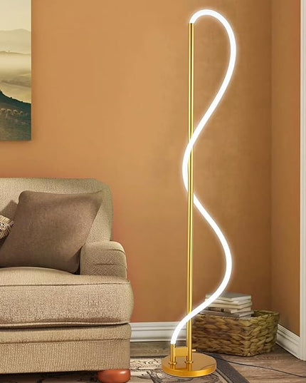 Modern LED Gold Floor Lamp, Flexible DIY Modeling Tall Standing Lamp, 35W/2700lm Ultra Bright White Light Corner Floor lamp for Bedroom, Living Room, Office - LeafyLoom