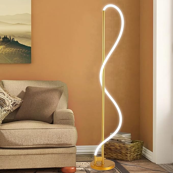 Modern LED Gold Floor Lamp, Flexible DIY Modeling Tall Standing Lamp, 35W/2700lm Ultra Bright White Light Corner Floor lamp for Bedroom, Living Room, Office - LeafyLoom