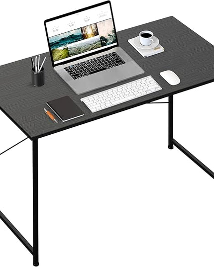 HealSmart Home Office Computer Desk, Modern Style Design with Headphone Hooks for Working, Writing and Gaming, 32 Inch, 40 Inches, Black - LeafyLoom