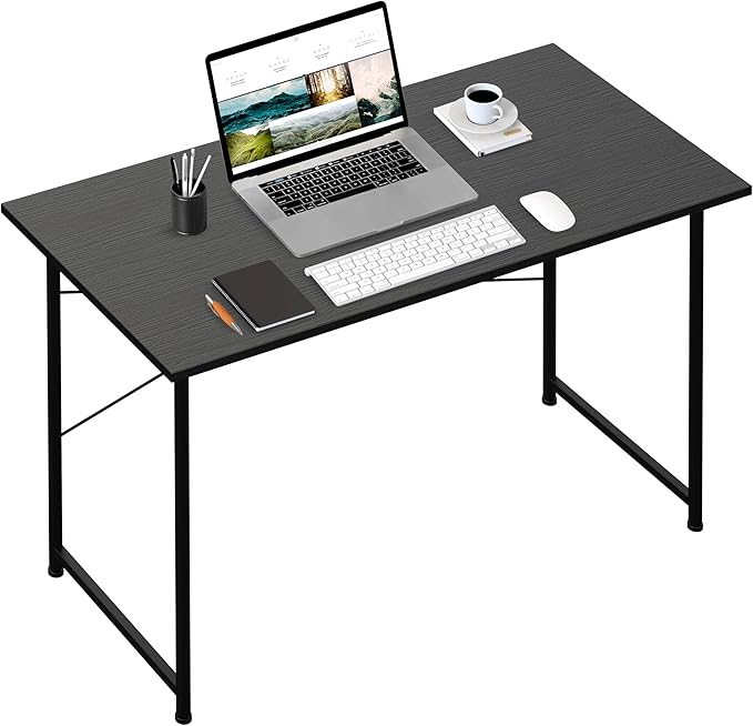 HealSmart Home Office Computer Desk, Modern Style Design with Headphone Hooks for Working, Writing and Gaming, 32 Inch, 40 Inches, Black - LeafyLoom
