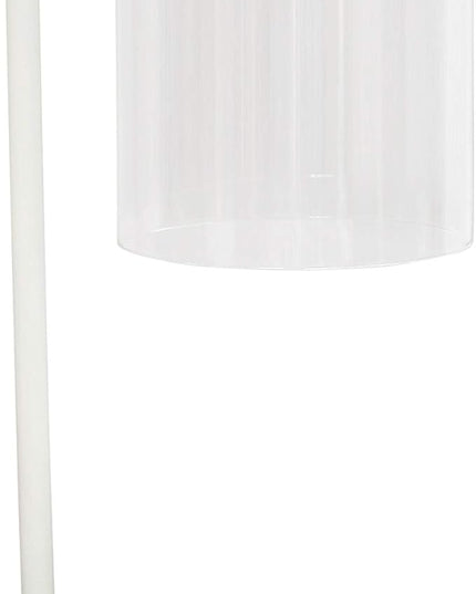 Simple Designs LD1036-WHT Bronson Antique Style Industrial Iron Lantern Desk Bedside Glass Shade Table Lamp, White - LeafyLoom