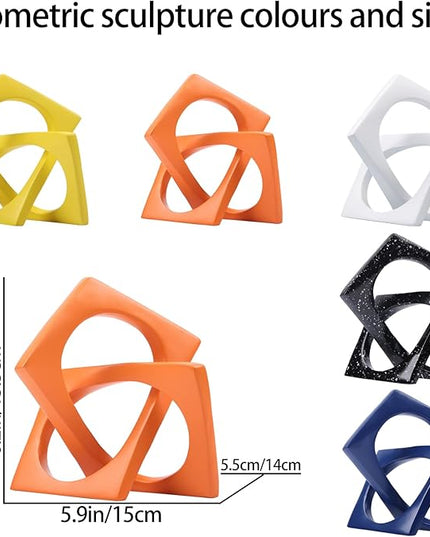 DOVDOV Geometric cube white knot decorations, geometric sculptures, modern home decorations for home decor accents, dining tables, on shelves, consoles, entryway tabletop centrepieces - LeafyLoom