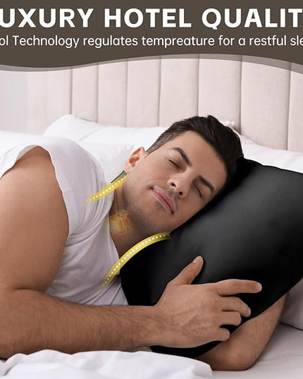 HIMOON Bed Pillows for Sleeping 4 pack,King Size Cooling Pillows Set of 4,Top-end Microfiber Cover for Side Stomach Back Sleepers(Black) - LeafyLoom