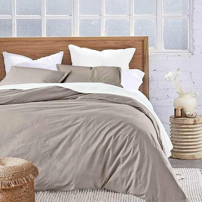 ETDIFFE Tan Comforter Set Queen Size, 3pc Modern Western Taupe Brown Bedding Set - Soft & Lightweight Dark Khaki Microfiber Down Alternative Bed Comforter with 2 Pillow Shams for Women Men - LeafyLoom