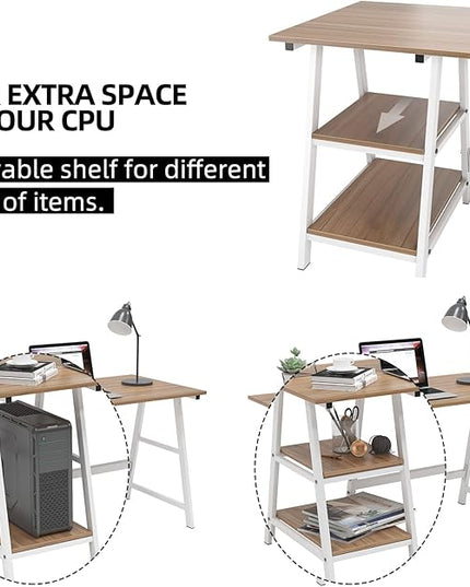 SogesHome Computer Desk 47inches Trestle Desk PC Desk with Shelf Office Desk Workstation for Home Office Use Writing Table, Oak, Tplus-120OK-SH - LeafyLoom