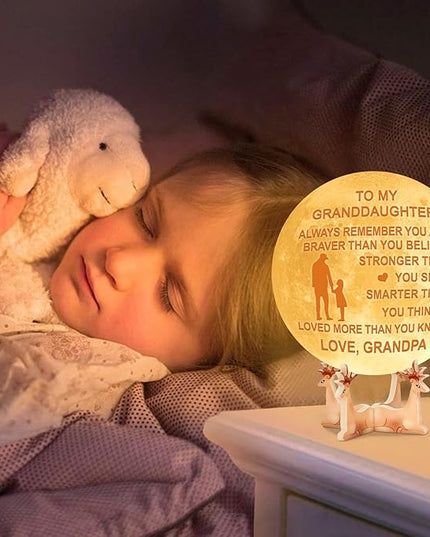Personalized 3D Moon Lamp for Granddaughter,Personalized 5.9 Inch 3D Printing Moon Light Gift for Granddaughter Valentine's Christmas Gift(for Granddaughter from Grandpa) - LeafyLoom