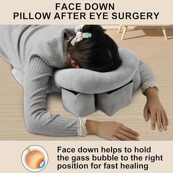 Breathe Easy Face Down Pillow, Height Adjustable Face Down Pillow for Sleeping, Face Down Pillow After Eye Surgery, Prone Pillow, Retinal Vitrectomy Recovery Equipment, Home Massage Pillow - LeafyLoom