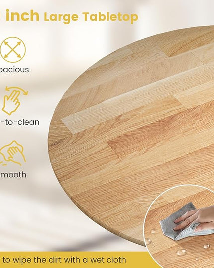 Round Dining Table, All Natural - LeafyLoom