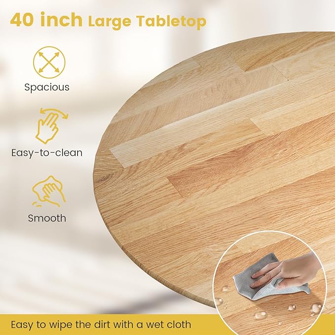 Round Dining Table, All Natural - LeafyLoom