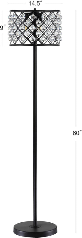 JONATHAN Y JYL9000B Elizabeth 60" Crystal/Metal LED Floor Lamp, Contemporary, Modern, Transitional, Elegant, Office, Living Room, Family Room, Dining Room, Bedroom, Hallway, Foyer, Bronze/Clear - LeafyLoom