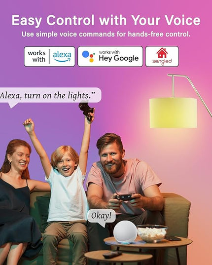 Sengled WiFi Color Changing Light Bulb, Alexa Smart Light Bulbs that Work with Alexa & Google Assistant, A19 RGB No Hub Required, 75 W Equivalent 800LM CRI>90, Set of 4 Sengled
