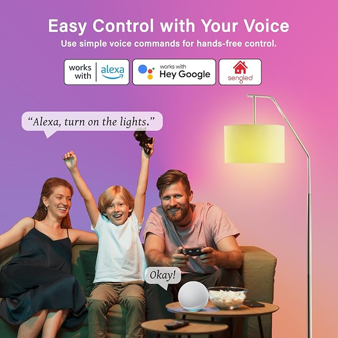 Sengled WiFi Color Changing Light Bulb, Alexa Smart Light Bulbs that Work with Alexa & Google Assistant, A19 RGB No Hub Required, 75 W Equivalent 800LM CRI>90, Set of 4 Sengled