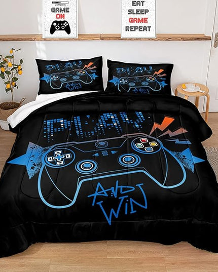 Gaming Comforter for Boys Teen,Game Contoller Bedding Set for Boys Kids,Down Alternative Comforter for All Season,Gamer Home Decor for Boys Comforter Set (Comforter-Game21, Full) - LeafyLoom
