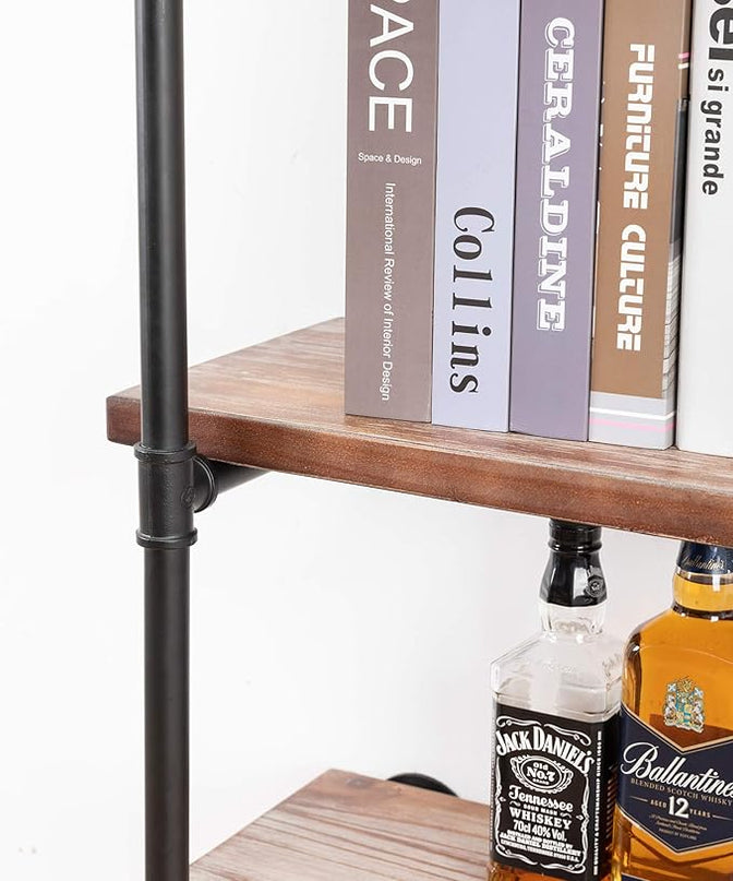 Industrial Wall Mounted Pipe Shelving,Rustic Metal Floating Shelves,Steampunk Real Wood Bookcases,DIY Bookshelf Hanging Shelves,Farmhouse Kitchen Bar Office Home Storage (4-Tier with 3 Boards,48in) - LeafyLoom
