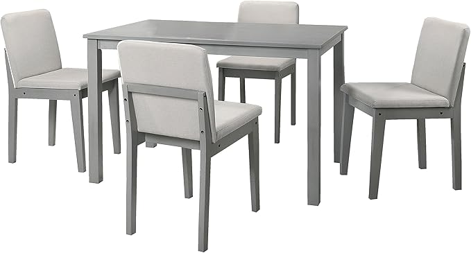 NicBex Dining Table Set for 4 Kitchen Table Set 5Pc Dining Room Set Dining Table 4 Chairs Fabric Chair Seat Kitchen Breakfast Dining Room Furniture for Living Room, Gray+Beige - LeafyLoom