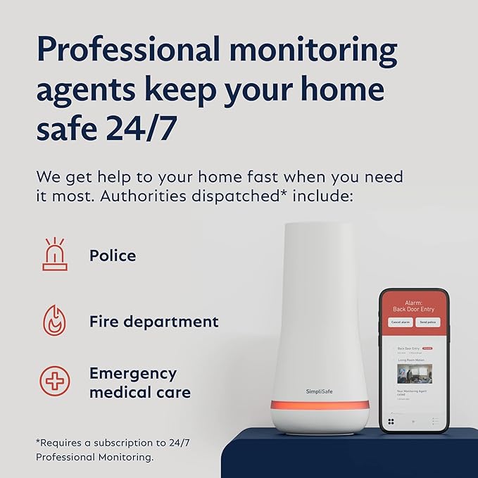 SimpliSafe 7 Piece Wireless Outdoor Camera Home Security System - Optional 24/7 Professional Monitoring - No Contract - Compatible with Alexa and Google Assistant SimpliSafe%C2%AE