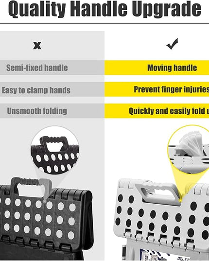 Delxo 16 Inch Folding Step Stool, Heavy Duty Foldable Stool for Adults,Premium Portable Collapsible Plastic Step Stool,Non Slip Folding Stools for Kitchen Bathroom Bedroom Up to 400LBS,(Grey 1PC) - LeafyLoom