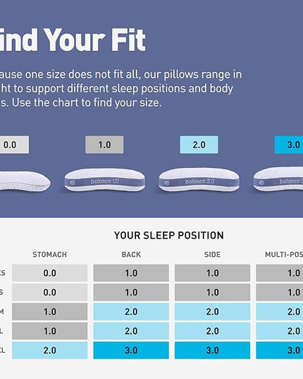 Bedgear Balance Cuddle Curve Performance Pillow - Size 3.0 - Moisture-Wicking Pillow for Side Sleepers - Medium Firmness Bed Pillow- Hypoallergenic, Washable Removable Cover - 20" W x 26" L x 6.5" H - LeafyLoom