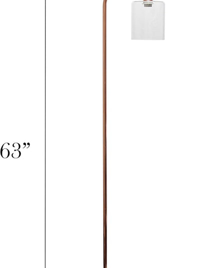 Simple Designs LF1036-RGD Antique Style Industrial Iron Lantern Floor Lamp with Glass Shade, Rose Gold - LeafyLoom