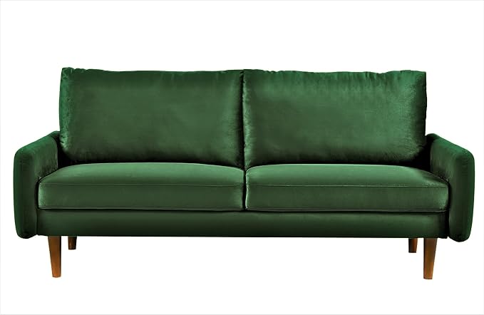 US Pride Furniture Kent Modern Velvet Sofa, Comfortable 3 Seater Couch for Living Rooms and Small Spaces, Ideal Studio Apartment Furniture with Sleek Design, Green - LeafyLoom