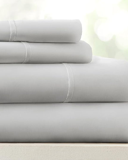 Linen Market Bed Sheets for Queen Size Bed (Light Gray) - Sleep Better Than Ever with These Soft and Cooling Queen Sheets - Deep Pocket Fits 16" Thick Beds - 4 Piece Queen Sheet Set - LeafyLoom