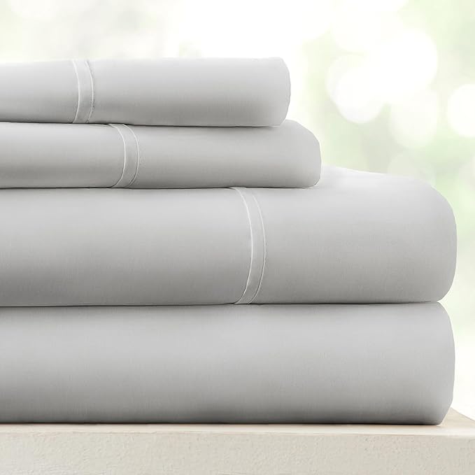 Linen Market Bed Sheets for Queen Size Bed (Light Gray) - Sleep Better Than Ever with These Soft and Cooling Queen Sheets - Deep Pocket Fits 16" Thick Beds - 4 Piece Queen Sheet Set - LeafyLoom