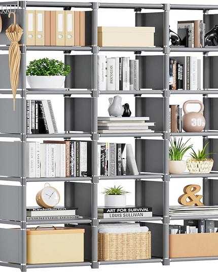 Mavivegue Bookshelf,18 Cube Storage Organizer,Extra Large Book Shelf Organizer,Tall Bookcase Shelf,Book Cases/Shelves,Grey Cube Shelf,Cubbies Closet Shelves for Bedroom,Living Room,Home,Office - LeafyLoom