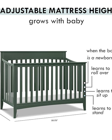 DaVinci Grove 4-in-1 Convertible Crib in Forest Green, Greenguard Gold Certified - LeafyLoom